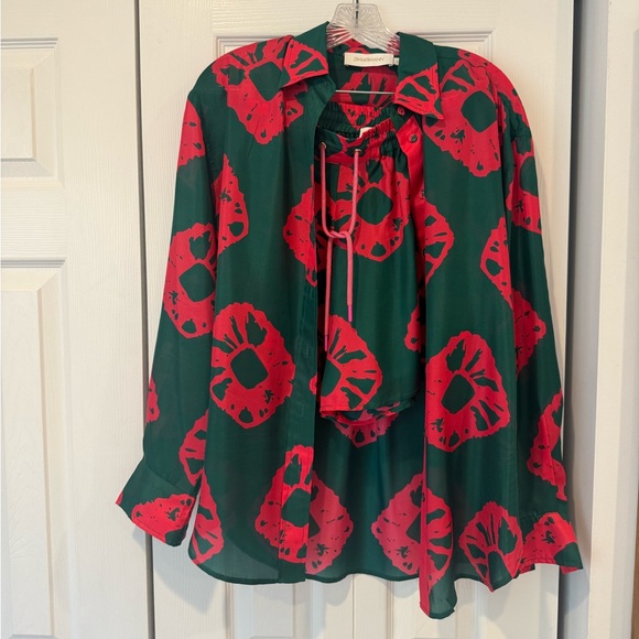 Zimmermann Silk Tie-Dye Shirt & Shorts Set Size 2 - Picture 5 of 15